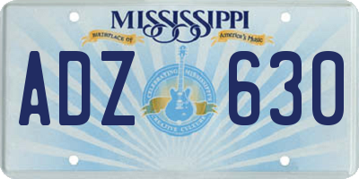 MS license plate ADZ630