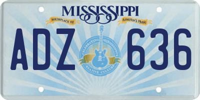 MS license plate ADZ636