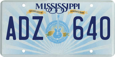 MS license plate ADZ640