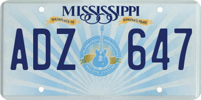 MS license plate ADZ647