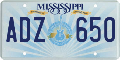 MS license plate ADZ650