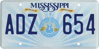 MS license plate ADZ654