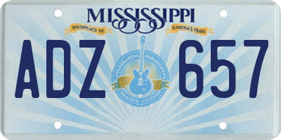 MS license plate ADZ657