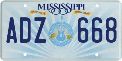 MS license plate ADZ668