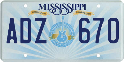 MS license plate ADZ670
