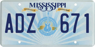 MS license plate ADZ671