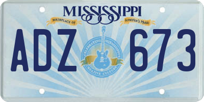 MS license plate ADZ673