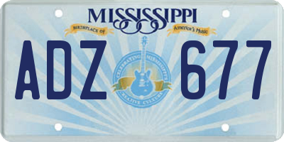 MS license plate ADZ677