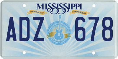 MS license plate ADZ678