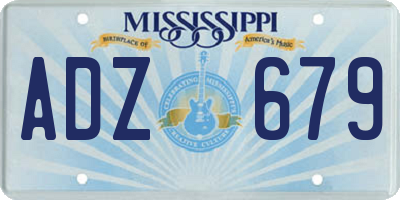 MS license plate ADZ679