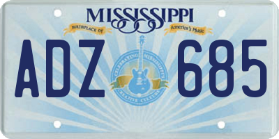 MS license plate ADZ685