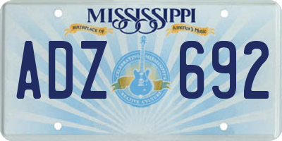 MS license plate ADZ692
