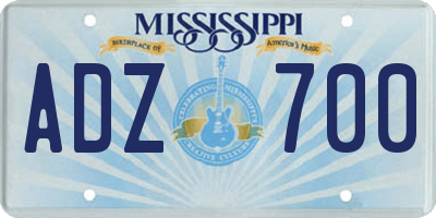 MS license plate ADZ700