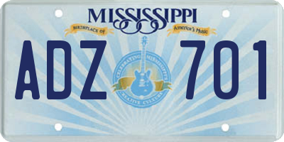 MS license plate ADZ701