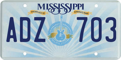 MS license plate ADZ703