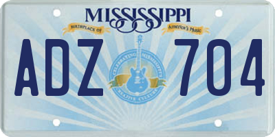 MS license plate ADZ704