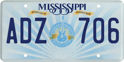 MS license plate ADZ706