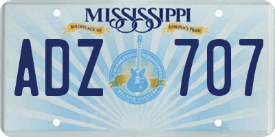 MS license plate ADZ707