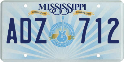 MS license plate ADZ712