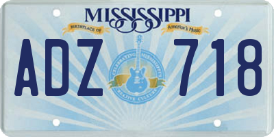 MS license plate ADZ718