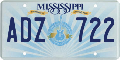 MS license plate ADZ722