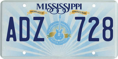 MS license plate ADZ728