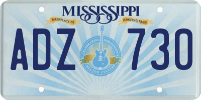 MS license plate ADZ730
