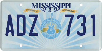 MS license plate ADZ731