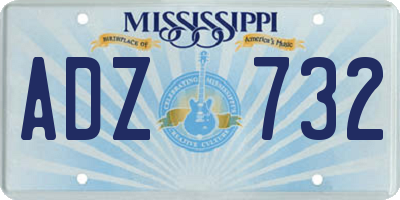 MS license plate ADZ732