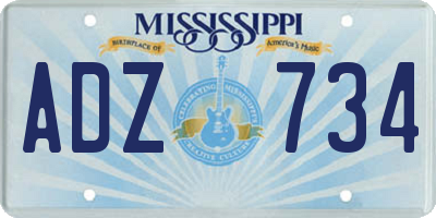 MS license plate ADZ734