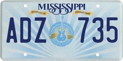 MS license plate ADZ735