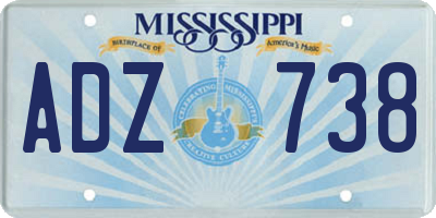 MS license plate ADZ738