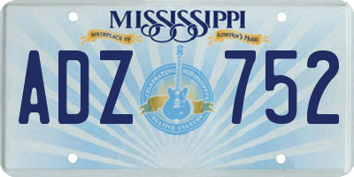 MS license plate ADZ752
