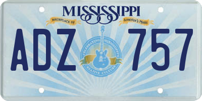 MS license plate ADZ757