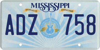 MS license plate ADZ758