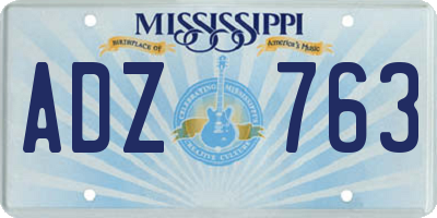 MS license plate ADZ763