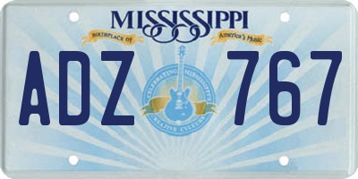 MS license plate ADZ767