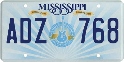 MS license plate ADZ768
