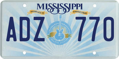 MS license plate ADZ770