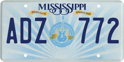 MS license plate ADZ772