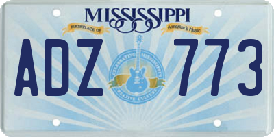 MS license plate ADZ773