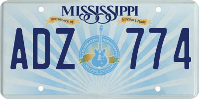 MS license plate ADZ774