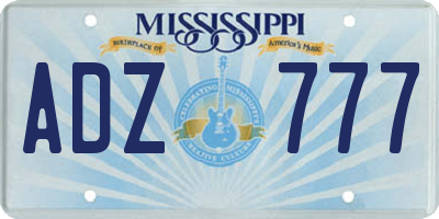 MS license plate ADZ777
