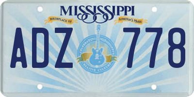 MS license plate ADZ778