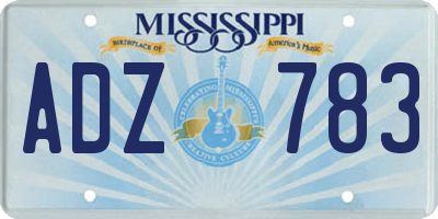 MS license plate ADZ783