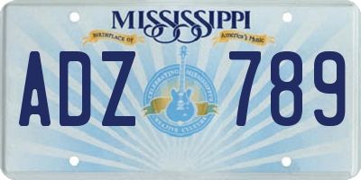 MS license plate ADZ789
