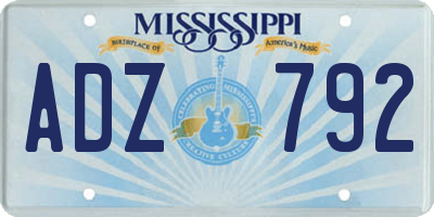 MS license plate ADZ792