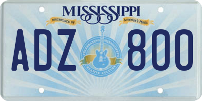 MS license plate ADZ800