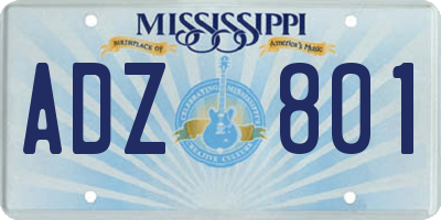 MS license plate ADZ801