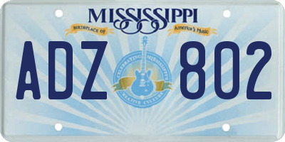 MS license plate ADZ802